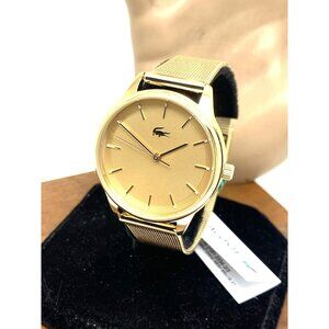 Lacoste Women's Watch 2001255 Club Quartz Gold Dial Mesh Stainless Steel 34mm